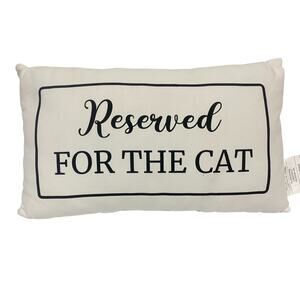 Reserved For The Cat Throw Lumbar Pillow White and Black 17 x 10 x 4 Rectangle